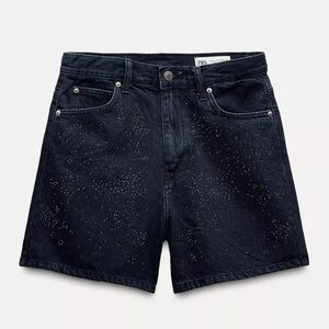 ZARA BERMUDA DENIM BRILLOS ZW COLLECTION TIRO‎ MEDIO